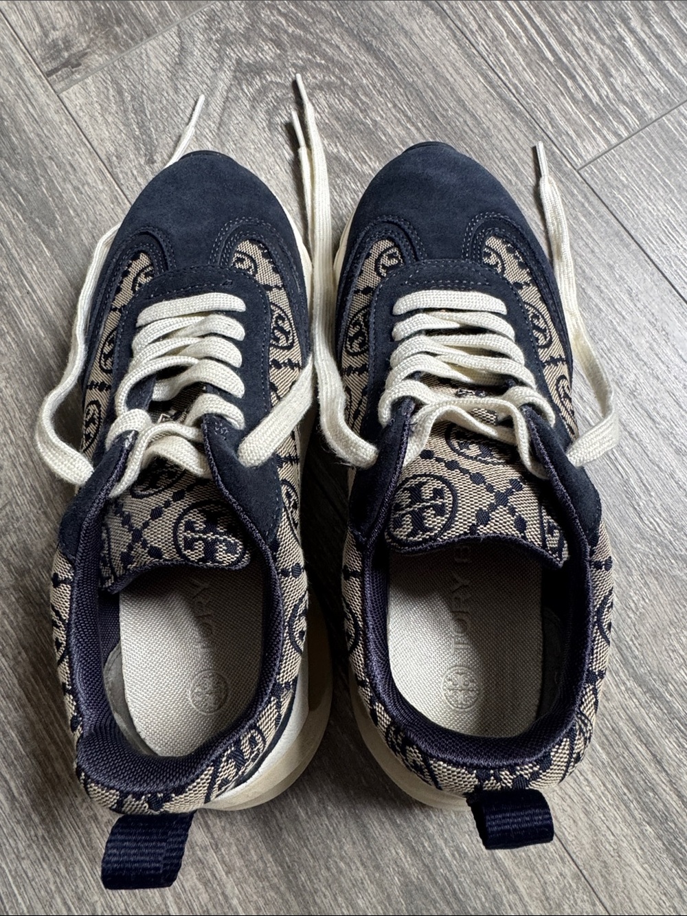 Tory Burch Navy and Cream Patterned women’s Sneakers - Picture 9 of 10